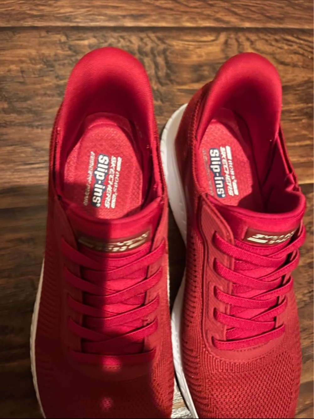 Skechers Red Knit Slip-On Sneakers - Picture 2 of 6